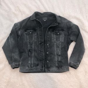 Oversized distressed denim jacket